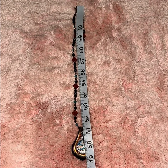 Elegant Brown and teal glass Necklace - Picture 3 of 6